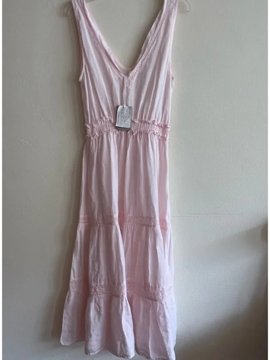 NWT 120% Lino Brand Italy pink size 44 lace v neck - Picture 9 of 11